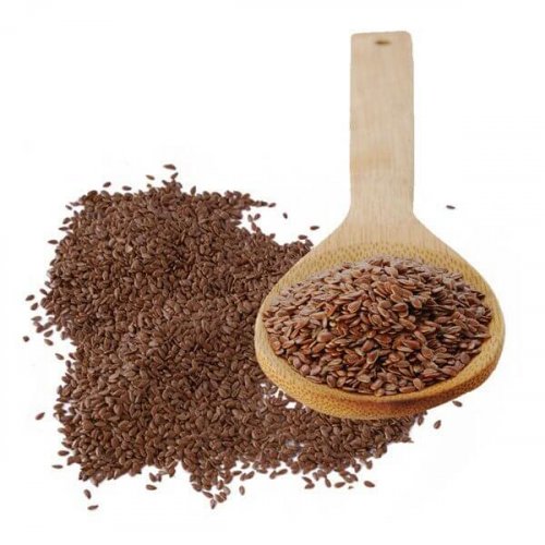 Wooden spoon full of flax seeds stronger nails