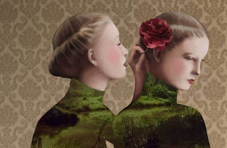 Woman fixing the hair of her friend