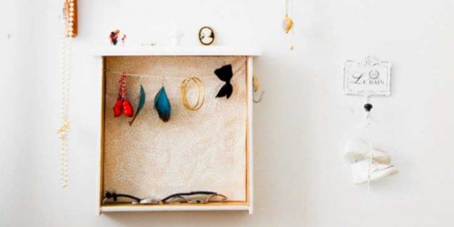 A shelf made from crates.