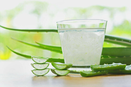 A glass of aloe juice which helps with bad underarm odor.