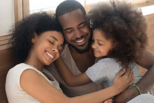 A family hugging.