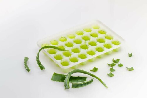 Frozen aloe vera gel.