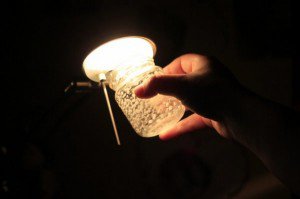 a jar being held up to a light