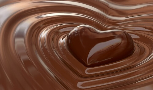 Milk chocolate in a heart shape.