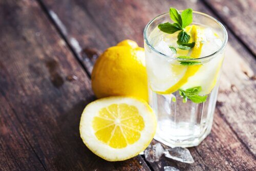 Lemon put into water to add flavor to it.