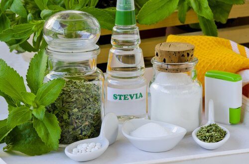 Some containers with stevia in.