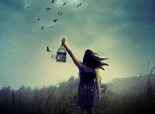 woman leaving