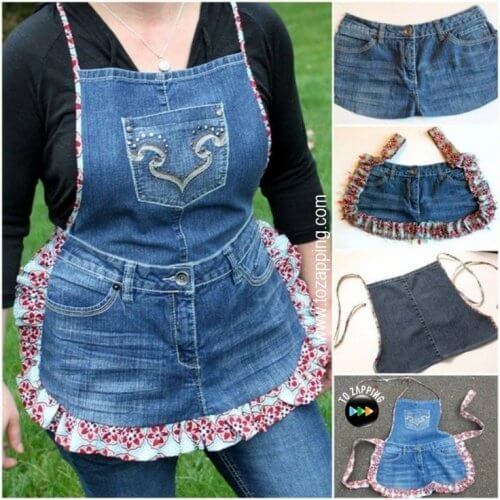 An apron made from old jeans.