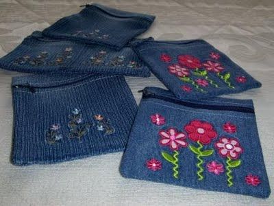 Purses made from old jeans.