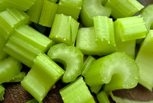 Celery chopped into pieces.
