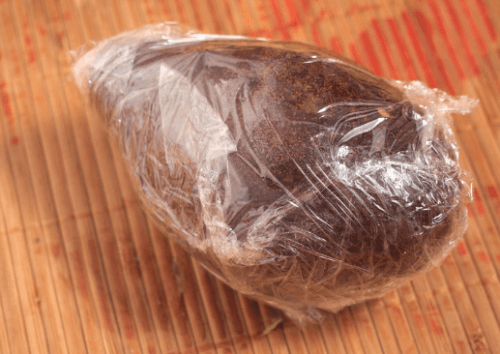 Avocado wrapped in plastic