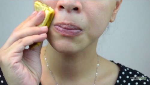 Using banana peel for acne.