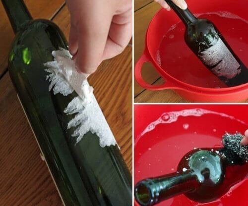 Clean the glass bottle to recycle