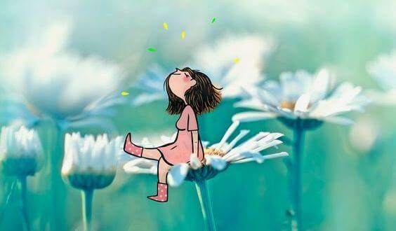 girl on flower not worried if she's good enough for other people