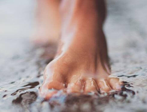 Feet in ice water