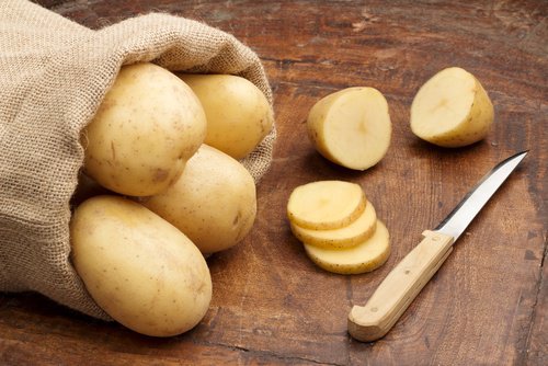 Raw potatoes.