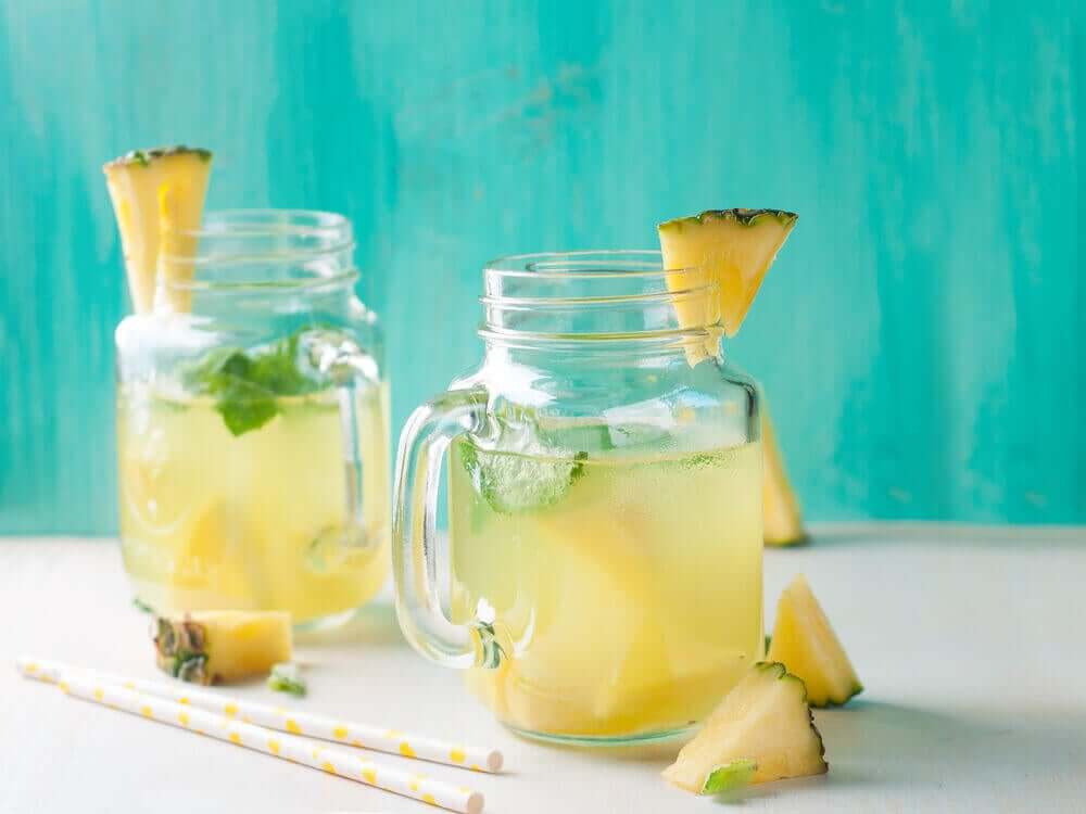 Two glasses of pineapple juice.
