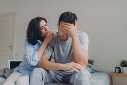 A woman worrying about her husband.