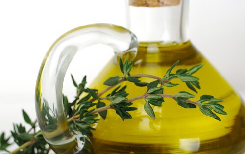 A bottle of thyme oil