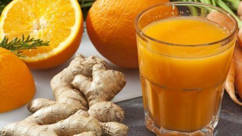 A glass of orange juice and ginger are great to detox the liver.
