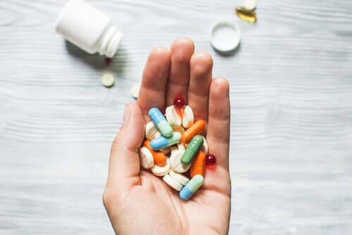 A handful of pills.