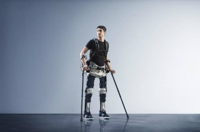 boy walking with an exoskeleton