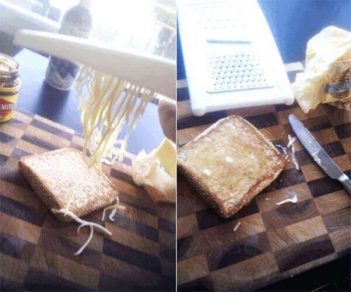 Grate cold butter onto toast