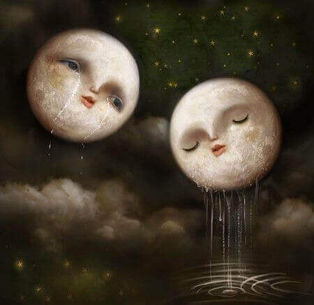 Two moons crying.