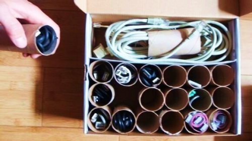 Paper rolls cable storage