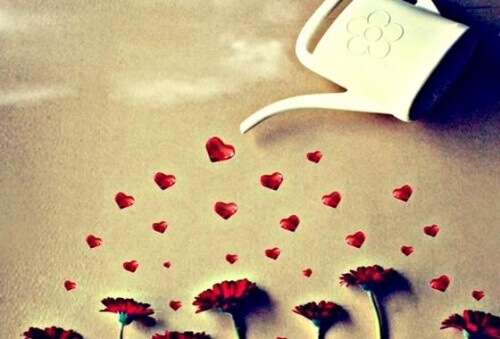watering flowers representing practicing kindness
