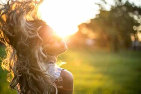 A woman with long flowing hair.