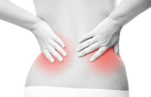 A person's back with tension spots.