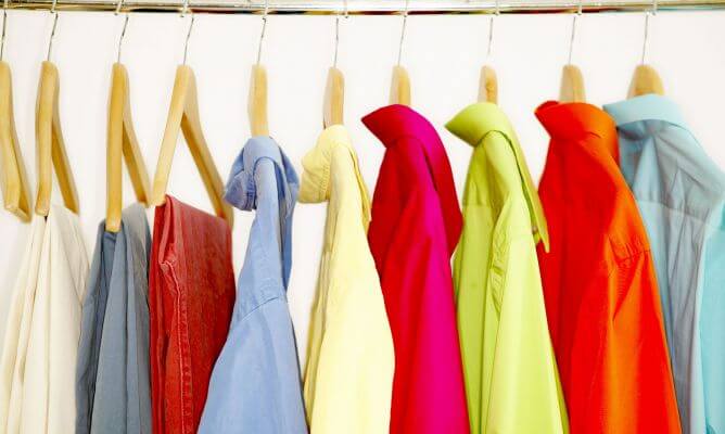 Clothes hanging up