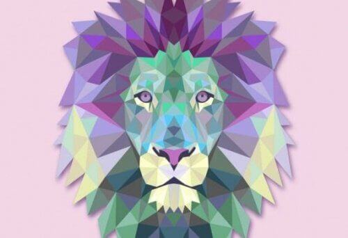 Purple illustration lion geometric give up