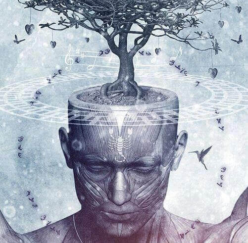 Man growing a tree out of his head