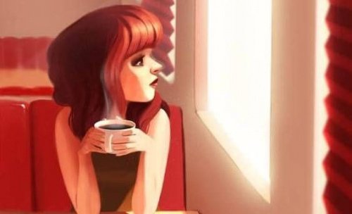 woman drinking coffee