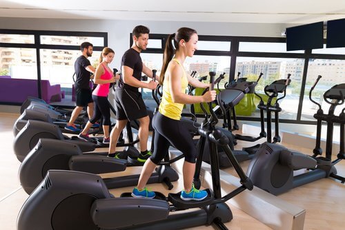 People exercising in the gym
