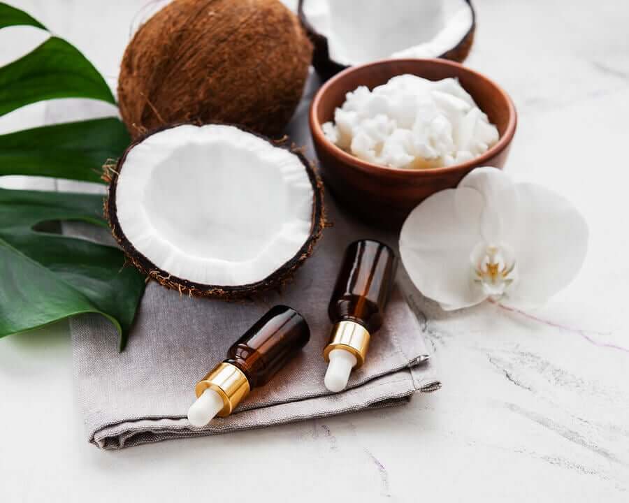 Fresh coconut and coconut oil.