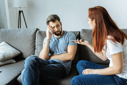 A couple arguing.