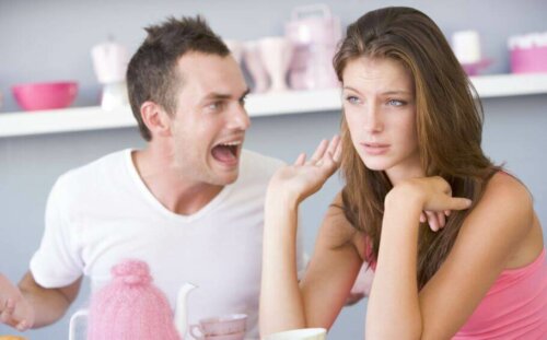 A man screaming at his partner.
