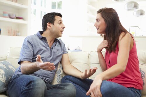 A couple arguing.