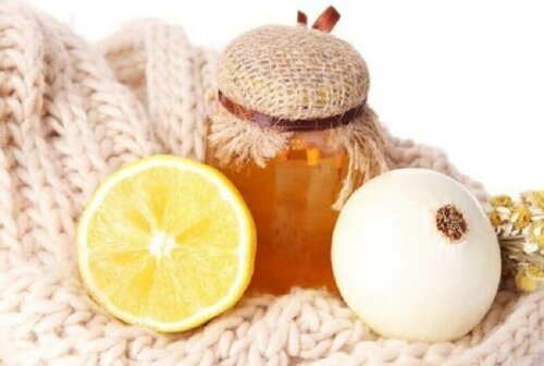 Some honey with onion to help treat the flu.