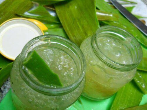 Two jars with aloe vera gel