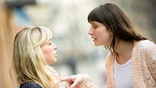 End a friendship if you're arguing and competing two women fighting on the street