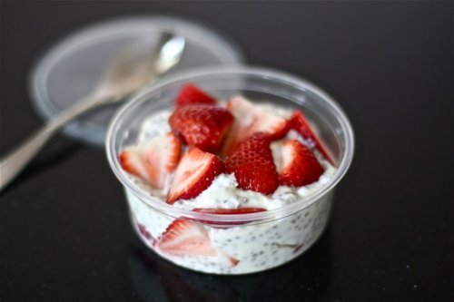 Yogurt with chia seeds.
