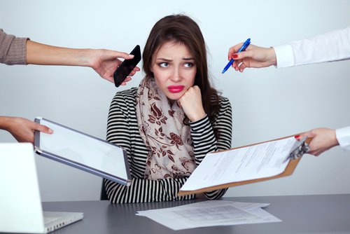 Woman stressed at work
