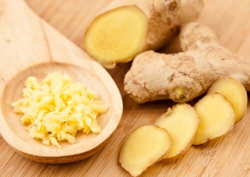 chopped ginger on a table