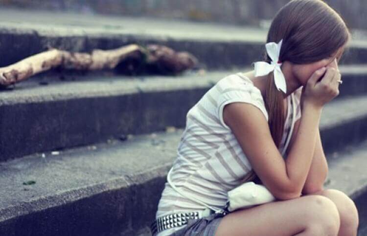 A girl feeling upset