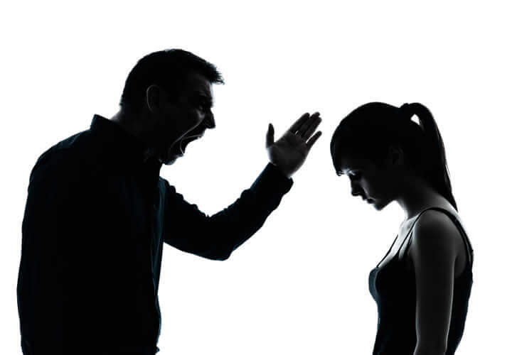 Toxic parent screaming at his daughter