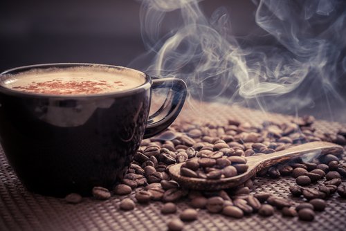 A cup of hot coffee